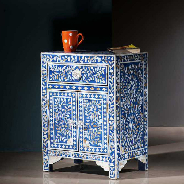 Mother of Pearl Nightstand- Blue