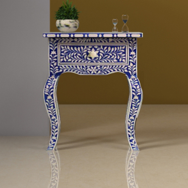 French Bedside Table - Blue