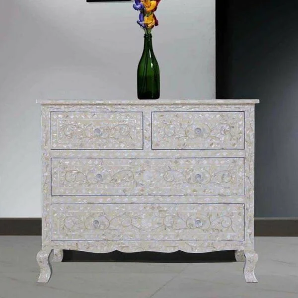 Bone White and Champagne Pearl Effects Dresser