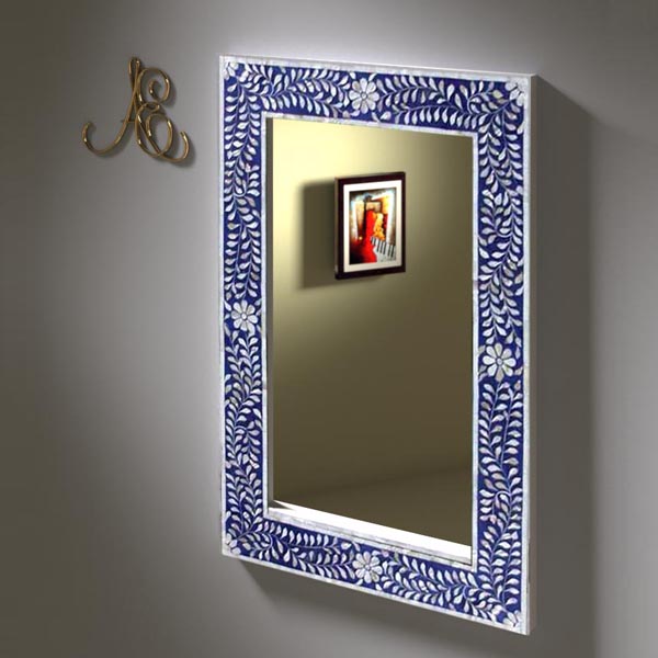 Mother of Pearl Wall Mirror - Blue